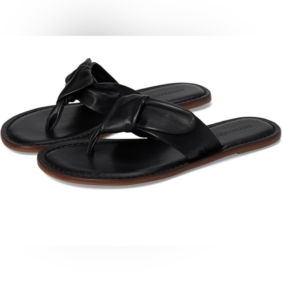 Bernardo Shoes - Bernardo Black Knotted Leather Toe-Post Sandals - Women
